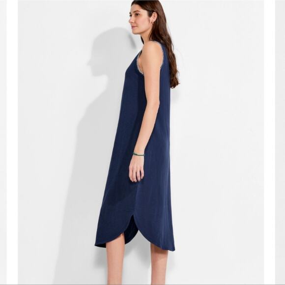 Nic + Zoe NZT Scoop Neck T-Shirt Knit Stitch Tank Midi Dress in Navy - Picture 3 of 11